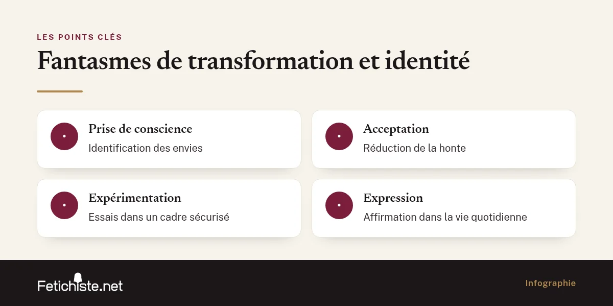 Infographie : Fantasmes de transformation et identité (prise de conscience, acceptation, expérimentation, expression)