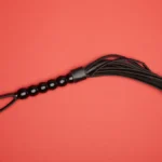 Martinet noir à lanières sur fond rouge